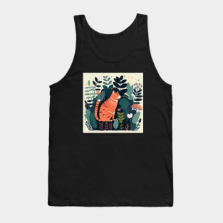 Orange Cat in Garden Tank Top